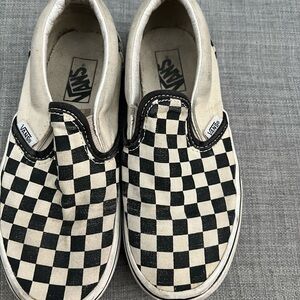 Vans Kids Checkered Slip-On Shoes - Black and White